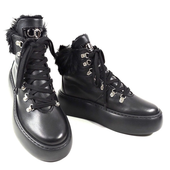 Casadei Shoes - CASADEI 🇮🇹 WOMEN'S BLACK SOFT LEATHER WINTER FASHION BOOTIE